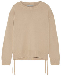 Vince Lace Up Cashmere Sweater Beige