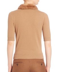 Michael Kors Michl Kors Collection Fur Collar Cashmere Sweater