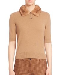 Michael Kors Michl Kors Collection Fur Collar Cashmere Sweater