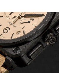 Bell & Ross Br 03 94 Desert Type 42mm Ceramic And Leather Chronograph Watch