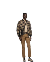 Burberry Black And Beige Checkered Brookland Bomber Jacket