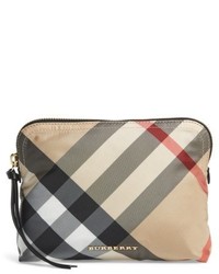 Burberry Large Check Zip Pouch Brown