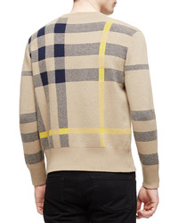 Burberry Brit Long Sleeve Exploded Check Sweater Tan