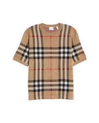 Burberry Wells Check Jacquard Silk Wool Sweater T Shirt