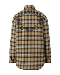 Burberry Embroidered Checked Button Down Shirt