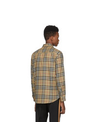 Burberry Beige Check Flannel Chambers Shirt