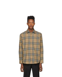 Burberry Beige Check Flannel Chambers Shirt