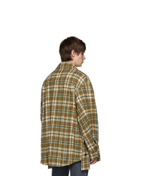 Wooyoungmi Tan Flannel Oversized Shirt