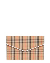 Tan Check Leather Clutch