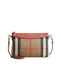 Burberry House Check And Leather Clutch Bag