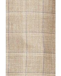 David Donahue Classic Fit Windowpane Wool Silk Linen Blend Sport Coat