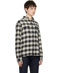 RRL Black Off White Buffalo Check Shirt