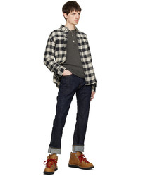 RRL Black Off White Buffalo Check Shirt