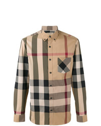 Burberry Collar Check Stretch Cotton Blend Shirt