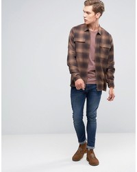 Asos Overshirt In Shadow Check With Zip Front
