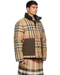 Burberry Beige Check Down Jacket