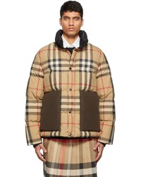 Burberry Beige Check Down Jacket