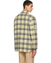 Jil Sander Gray Yellow Spread Collar Jacket