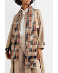 Burberry Checked Embroidered Cashmere Scarf