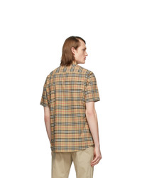 Burberry Beige Check Short Sleeve Shirt