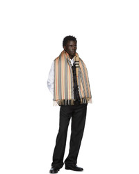 Burberry Beige Check Cashmere And Silk Wadded Scarf