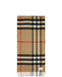 Burberry Beige Check Cashmere And Silk Wadded Scarf