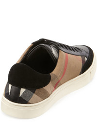 Burberry Reynold Check Leather Sneaker Camel