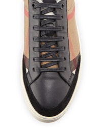 Burberry Reynold Check Leather Sneaker Camel