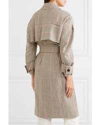 Maje Prince Of Wales Checked Twill Trench Coat