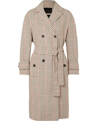 Maje Prince Of Wales Checked Twill Trench Coat