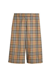 Tan Check Wool Bermuda Shorts