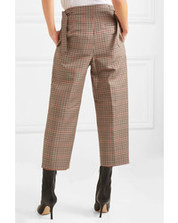 Monse Cropped Pleated Checked Wool Blend Tapered Pants