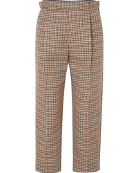 Monse Cropped Pleated Checked Wool Blend Tapered Pants
