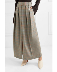 A.W.A.K.E. Pleated Checked Wool Skirt