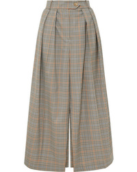 A.W.A.K.E. Pleated Checked Wool Skirt