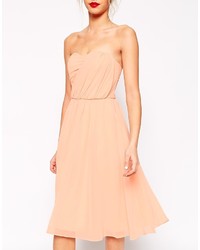 Asos Collection Ruched Full Midi Bandeau Dress