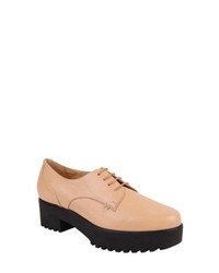 Tan Chunky Leather Oxford Shoes