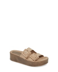 Tan Chunky Suede Flat Sandals