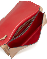 Valentino Rockstud Flap Wristlet Clutch Bag Tan