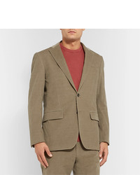 Canali Light Brown Kei Cotton Blend Corduroy Suit Jacket