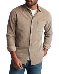 Rowan Nobel Fine Wale Corduroy Button Up Shirt In Stone At Nordstrom