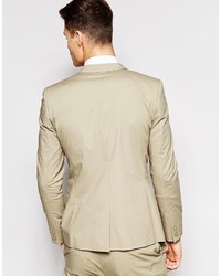 Asos Brand Wedding Skinny Suit Jacket In Poplin In Stone