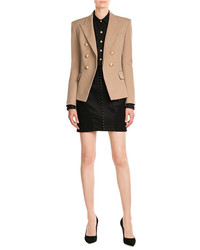 Balmain Cotton Blend Blazer With Embossed Buttons