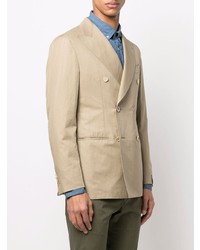 Caruso Double Breasted Cotton Linen Blazer