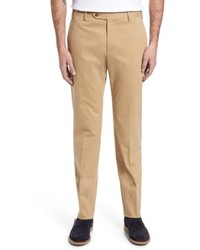 Zanella Parker Flat Front Solid Stretch Cotton Trousers