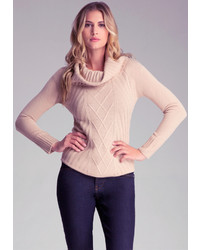 Bebe Ribbed Cowl Neck Sweater
