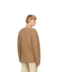 Jil Sander Beige Wool Fringe Sweater