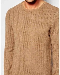 Asos Brand Lambswool Rich Crew Neck Sweater With Pin Dots