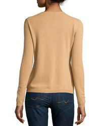 Neiman Marcus Cashmere Crewneck Sweater Camel