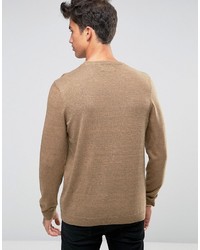 Asos Crew Neck Sweater In Tan Twist Cotton